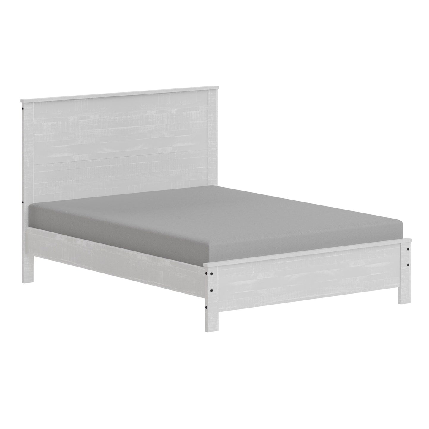 Albany - Queen Bed Frame With Headboard, Heavy Duty Modern Rustic Design - White