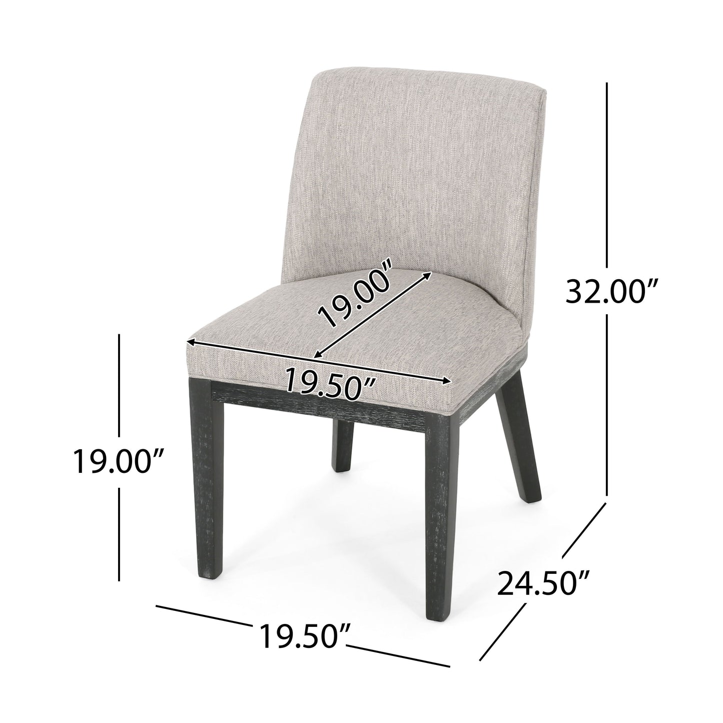 Modern Dining Chair With Durable Fabric Upholstery And Sturdy Wooden Frame (Set of 2) - Light Gray