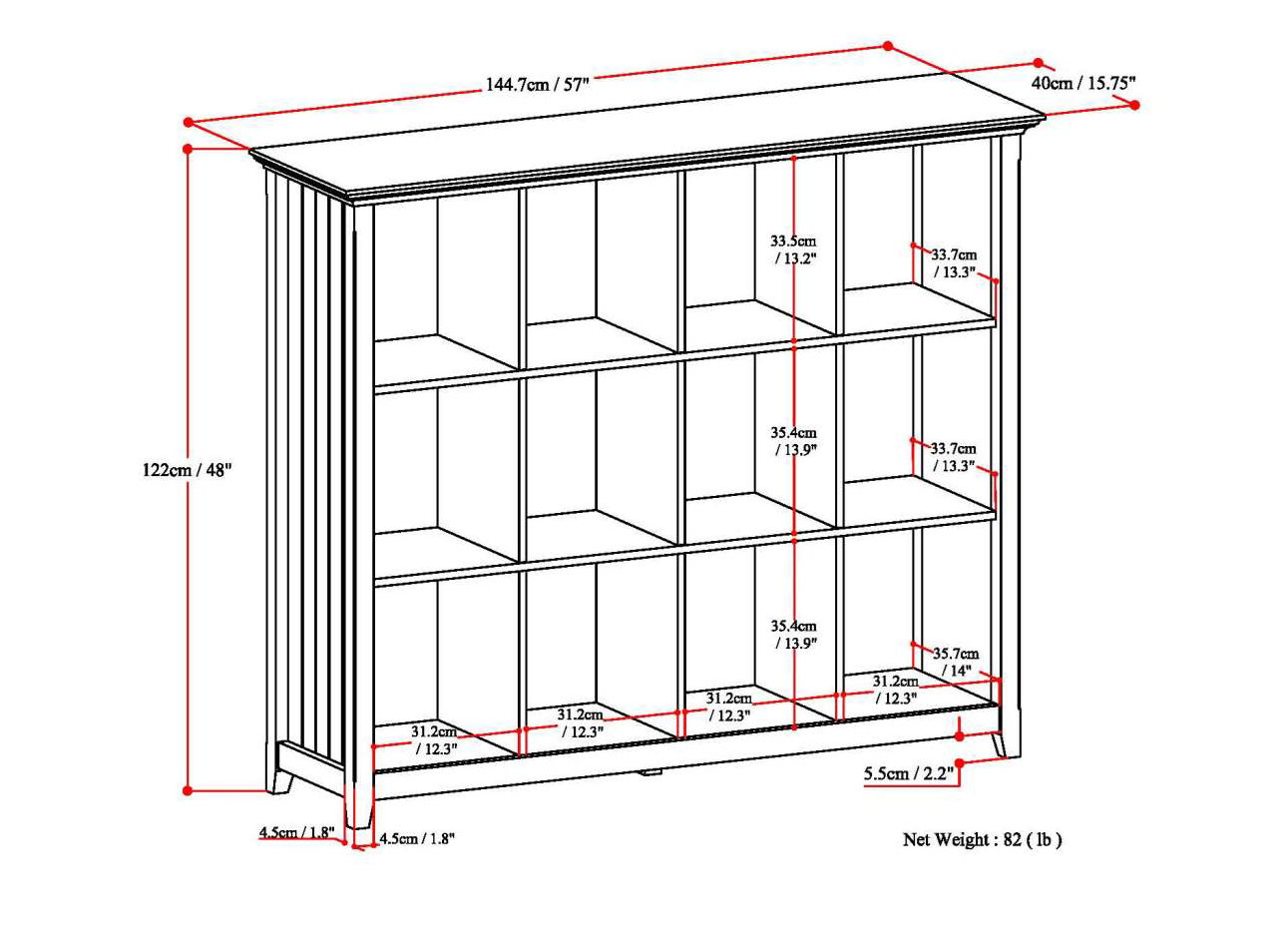 Acadian - 12 Cube Storage - Distressed Gray