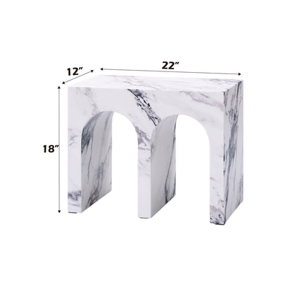 Fritzy - Engineered Stone End Table - White Marble