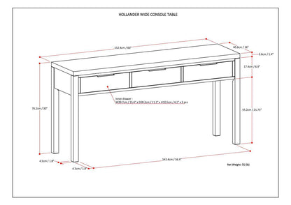 Hollander - Wide Console Table - Warm Walnut Brown