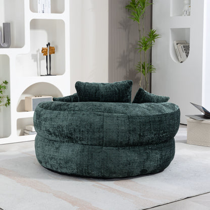 Chenille High Back Bean Bag Chair Couch With 3 Pillows, Indoor & Outdoor, Single Gaming Sofa For Bedroom - Emerald