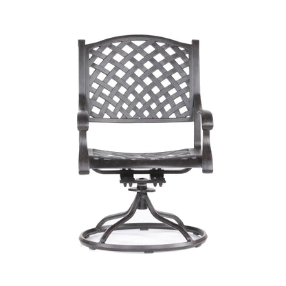 Patio Outdoor Dining Swivel Rocker Chairs With Cushion (Set of 2) - Navy Blue
