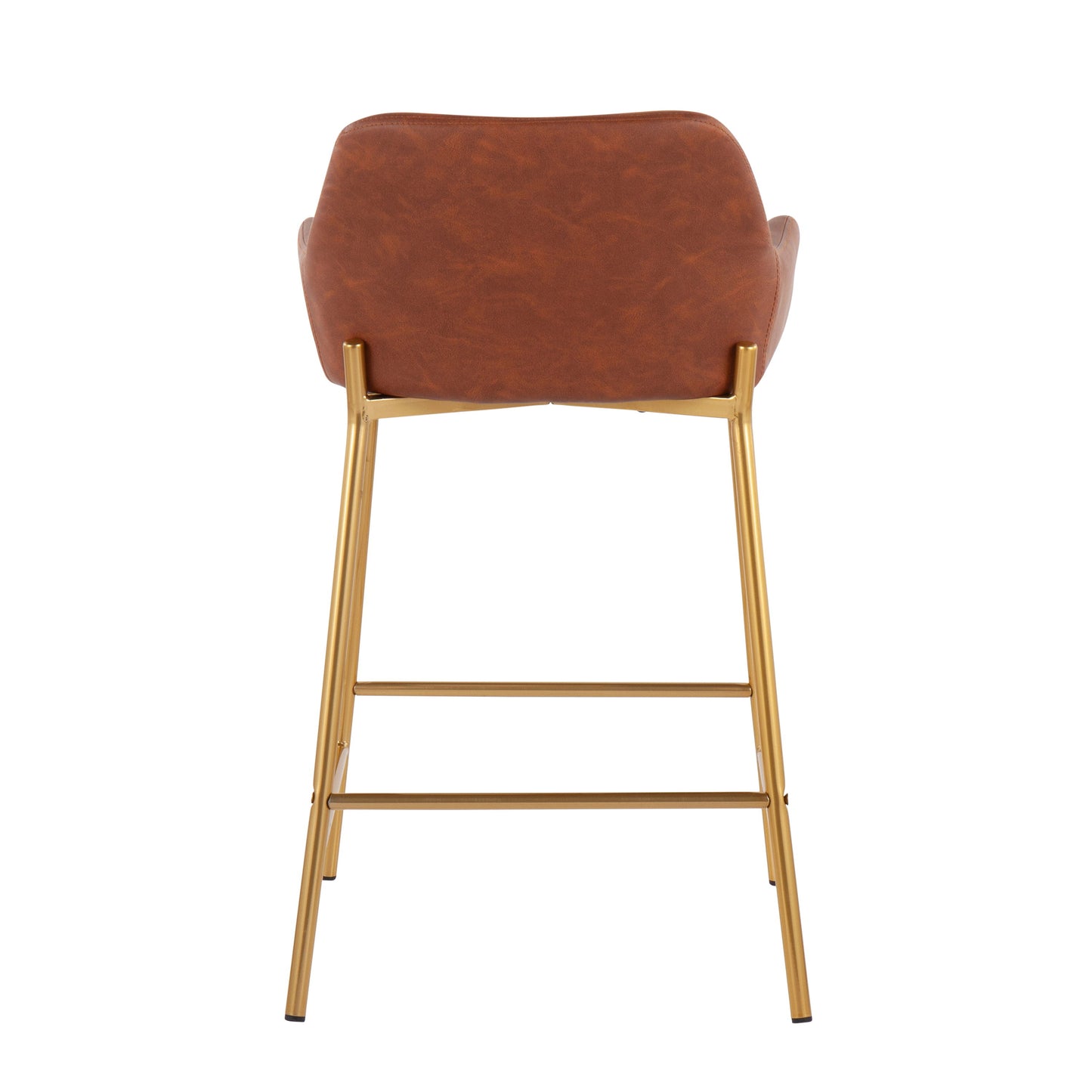 Daniella - Contemporary / Glam Fixed Height Counter Stool (Set of 2) - Gold / Camel
