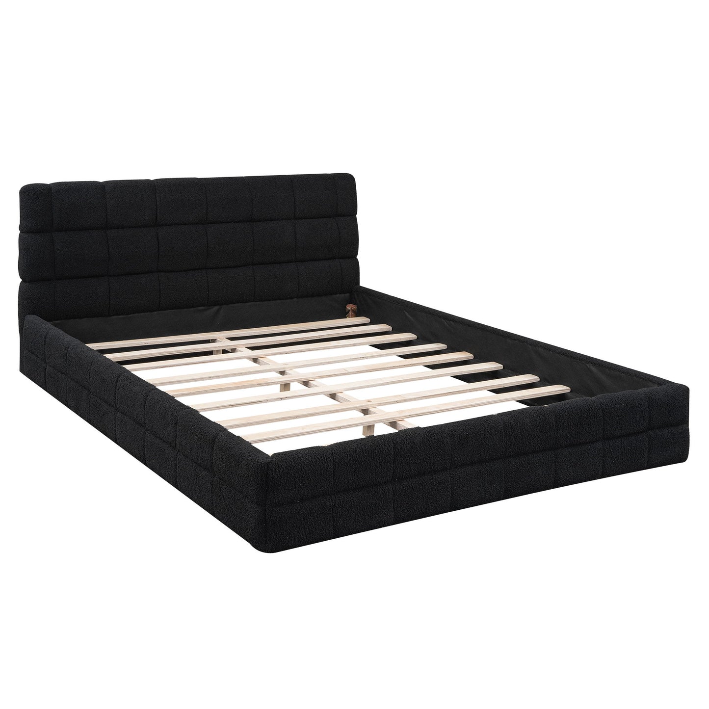 Queen Size Upholstered Platform Bed - Black