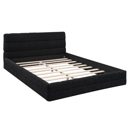 Queen Size Upholstered Platform Bed - Black