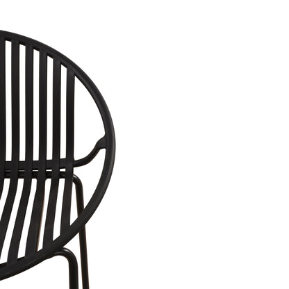 Modern Metal And Polypropylene 7 Piece Outdoor Dining Set With Stackable Chairs - Black