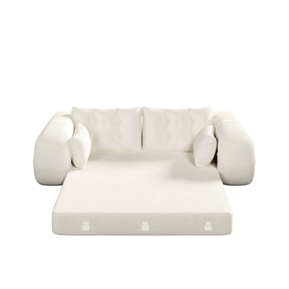 Human Dog Bed, Lazy Sofa Couch, Multifunctional Foldable Sofa Bed, 3 In 1 Teddy Fabric Sleeper Sofa Bed For Living Room Guest Bed, Playroom - Beige
