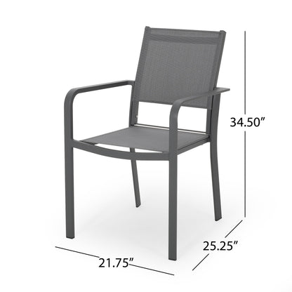 Waterfal - Outdoor Aluminum Dining Chair With Mesh Seat (Set of 2) - Dark Gray