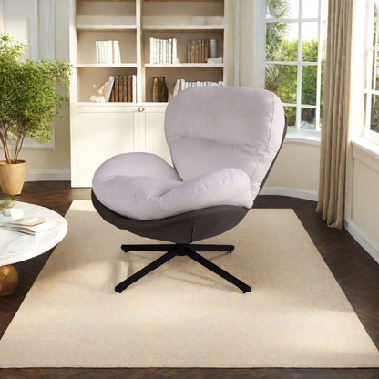 360ÔøΩÔøΩ Swivel Office Chair, Modern Chenille Chair With And Metal Base Frame, No Wheels, Accent Chair - White