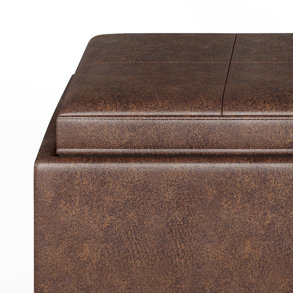 Avalon - 5 Piece Storage Ottoman - Distressed Chestnut Brown
