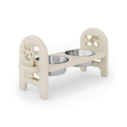 Adjustable Pet Bowl Travel Ready HDPE Durable Poly Lumber Recycled - Beige