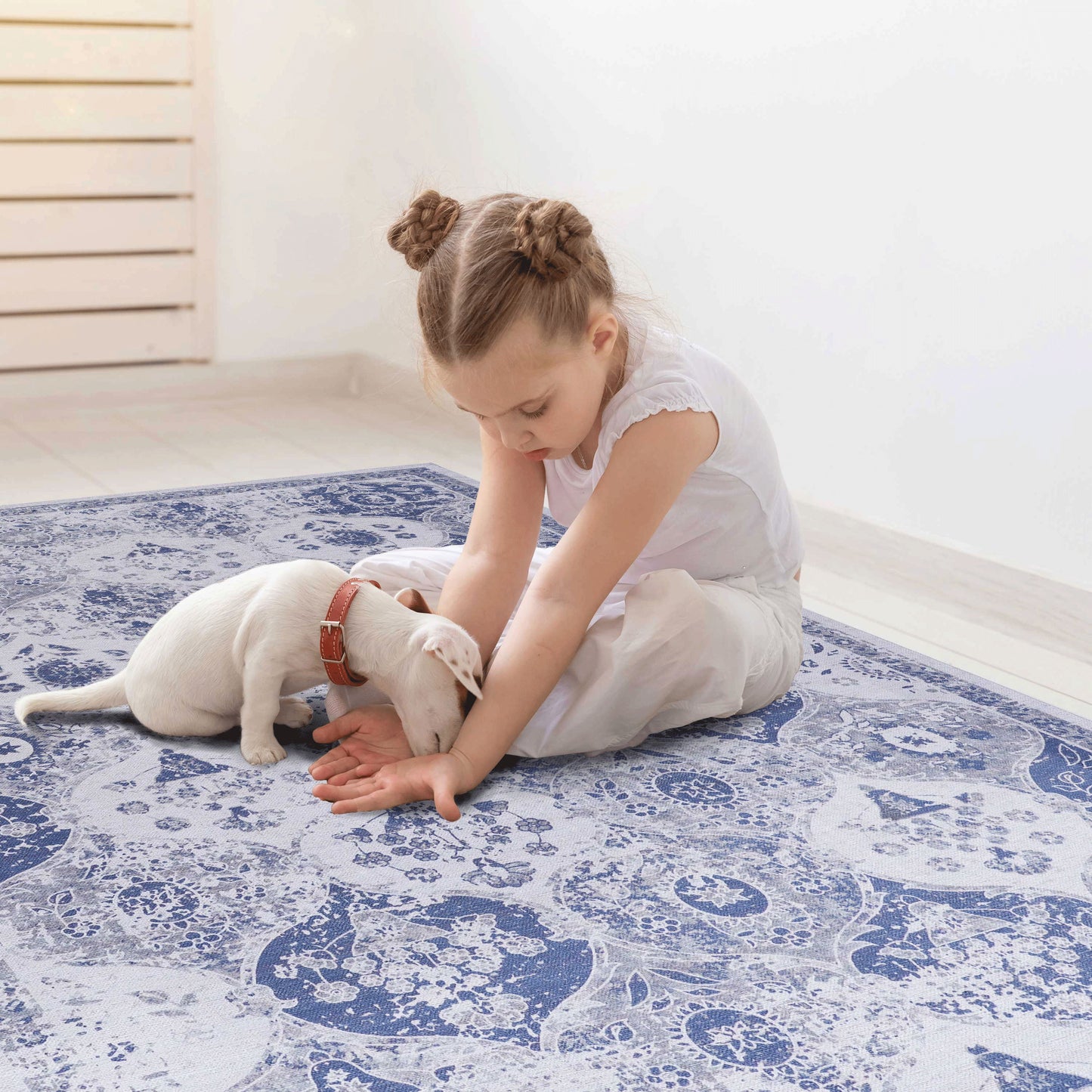 Maval - 6' X 9' Washable Area Rug - Blue