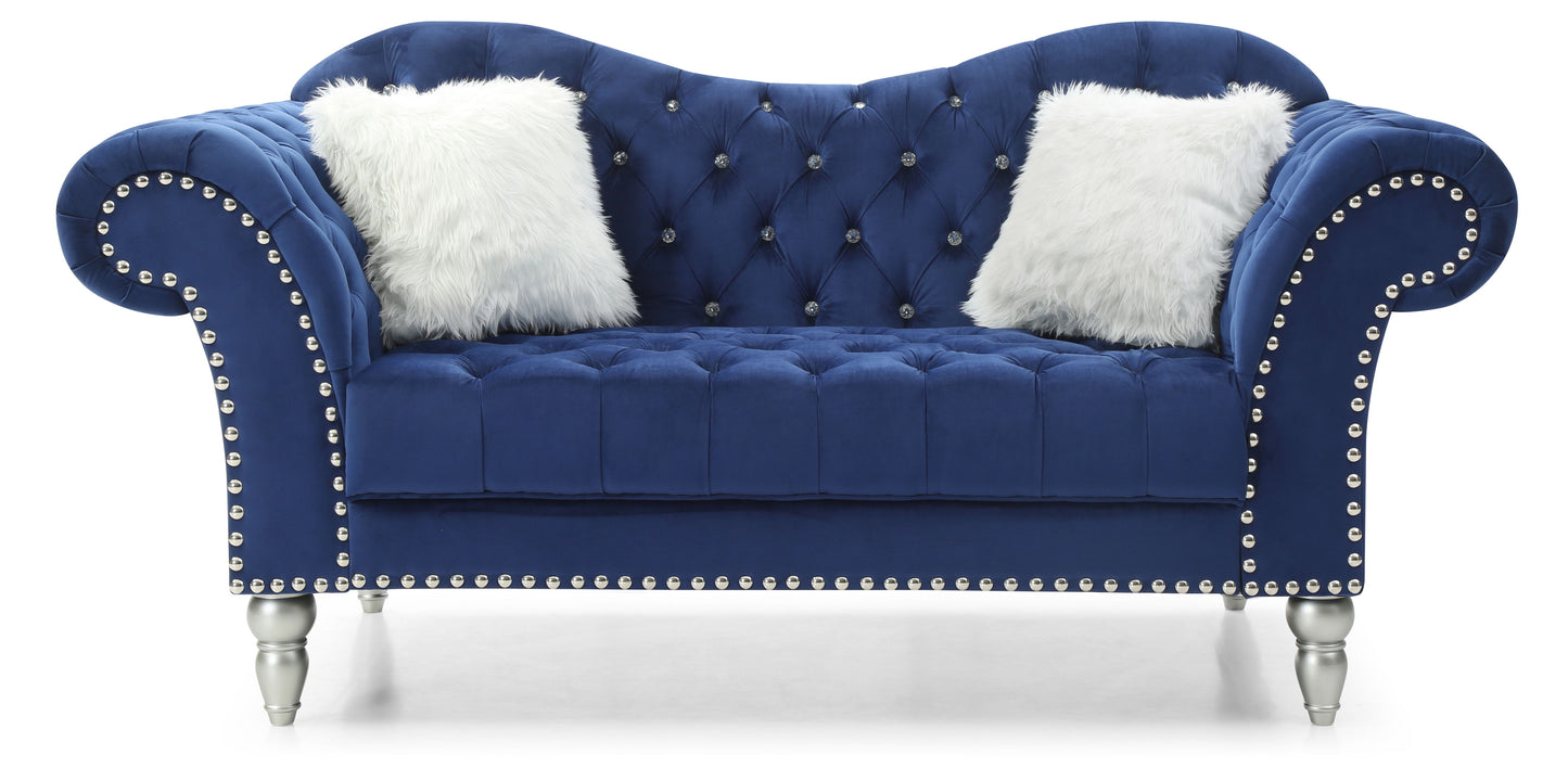 Elegant Traditional Loveseat For Two - Blue