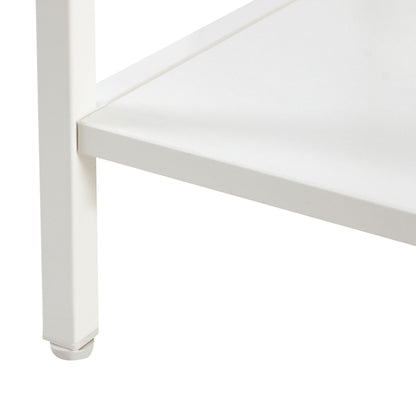 15.74" Rattan End Table With Drawer, Modern Nightstand, Metal Legs, Side Table For Living Room, Bedroom - White