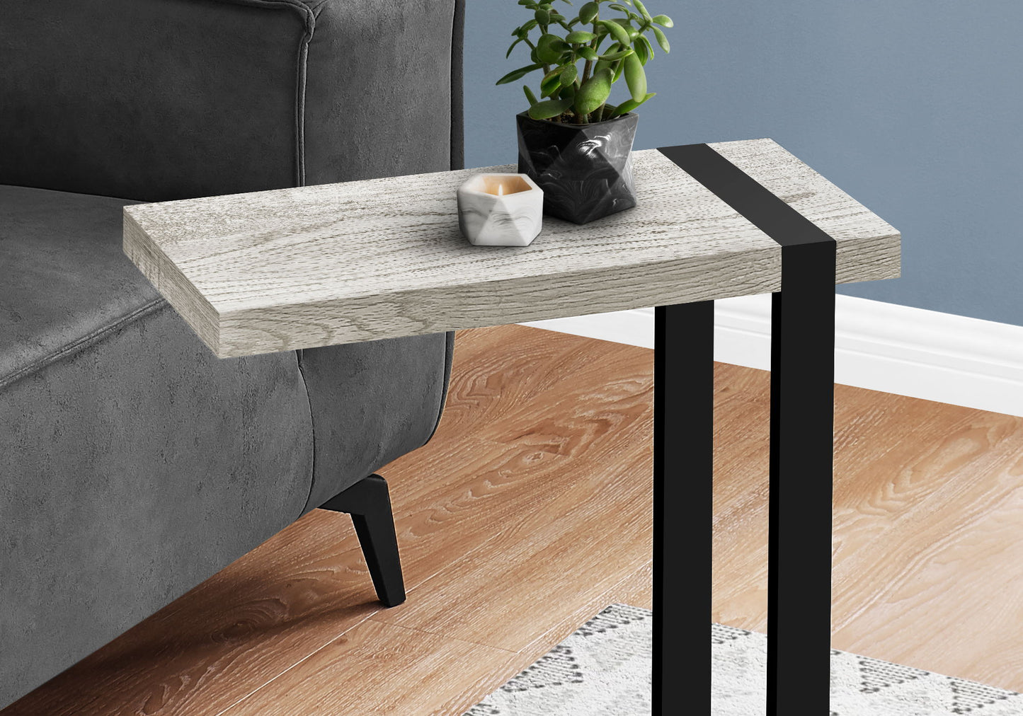 Accent Table, C - Shaped, Contemporary Convenient Design - Gray