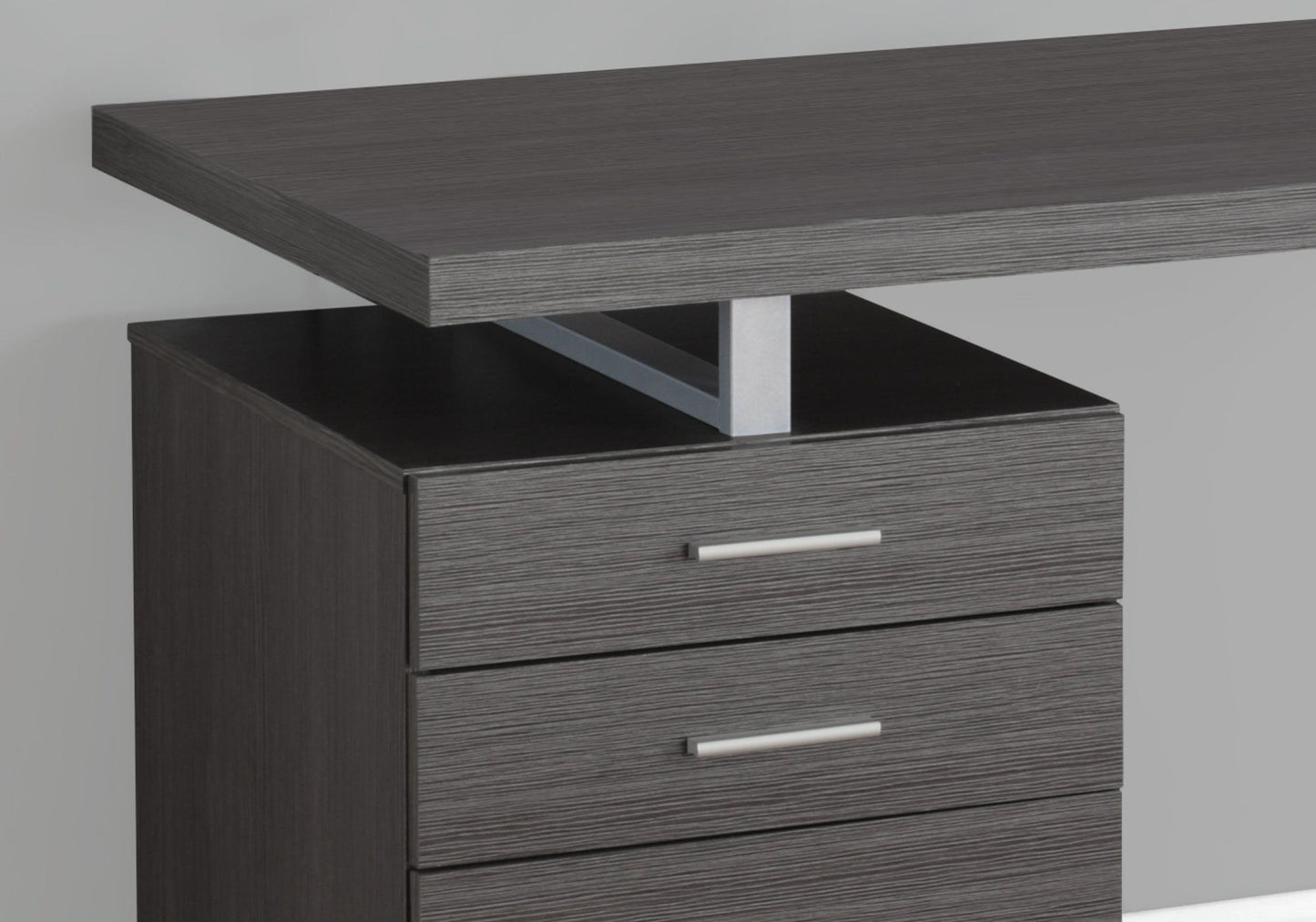 Computer Desk For Home Office, Laptop, Left, Right Set - Up, Storage Drawers, Contemporary & Modern - Gray
