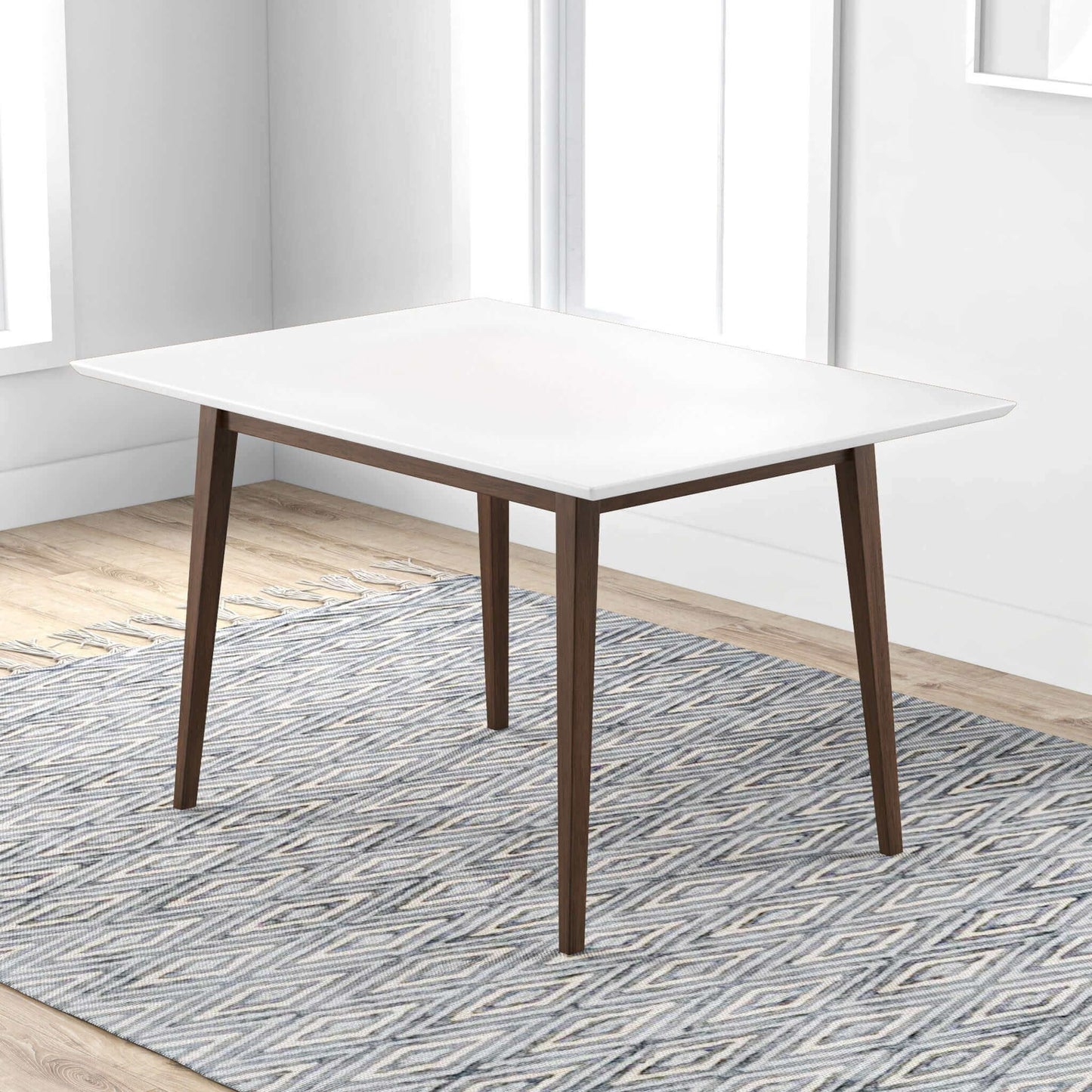 Levi - Modern Style Rectangular Dining Kitchen Table - Dark Brown / White