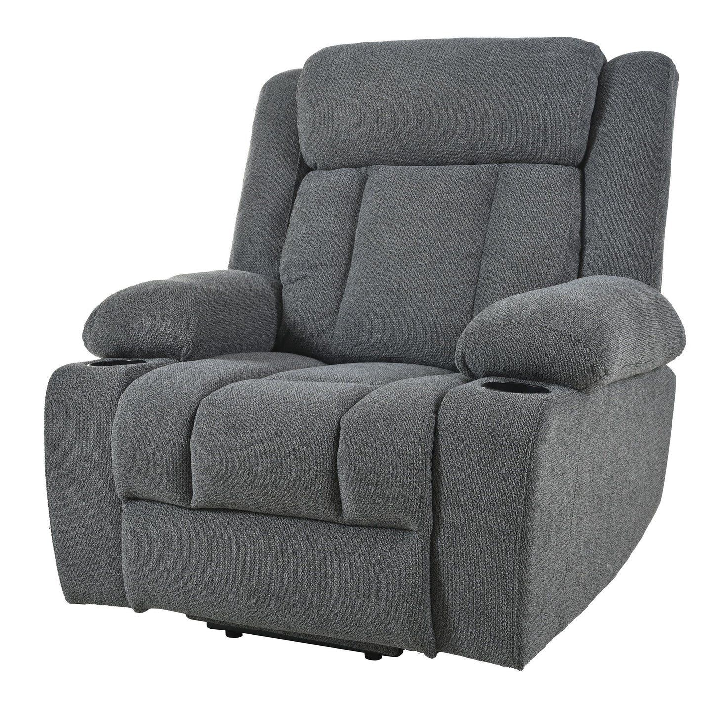 Power Lift Recliner Chair - Fabric Single Sofa With Extended Footrest, Remote Control, Cup Holders, And Side Pockets For Living Room Or Home Theater - Dark Gray