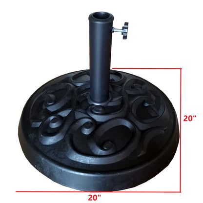 8.8' Outdoor Aluminum Patio Umbrella, Patio Umbrella, Market Umbrella With 33 Pounds Round Resin Umbrella Base, Push Button Tilt And Crank Lift - Navy Blue