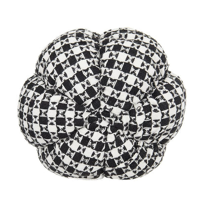 Plaid Pumpkin Decor, For Holiday Halloween Decoration - Black / White
