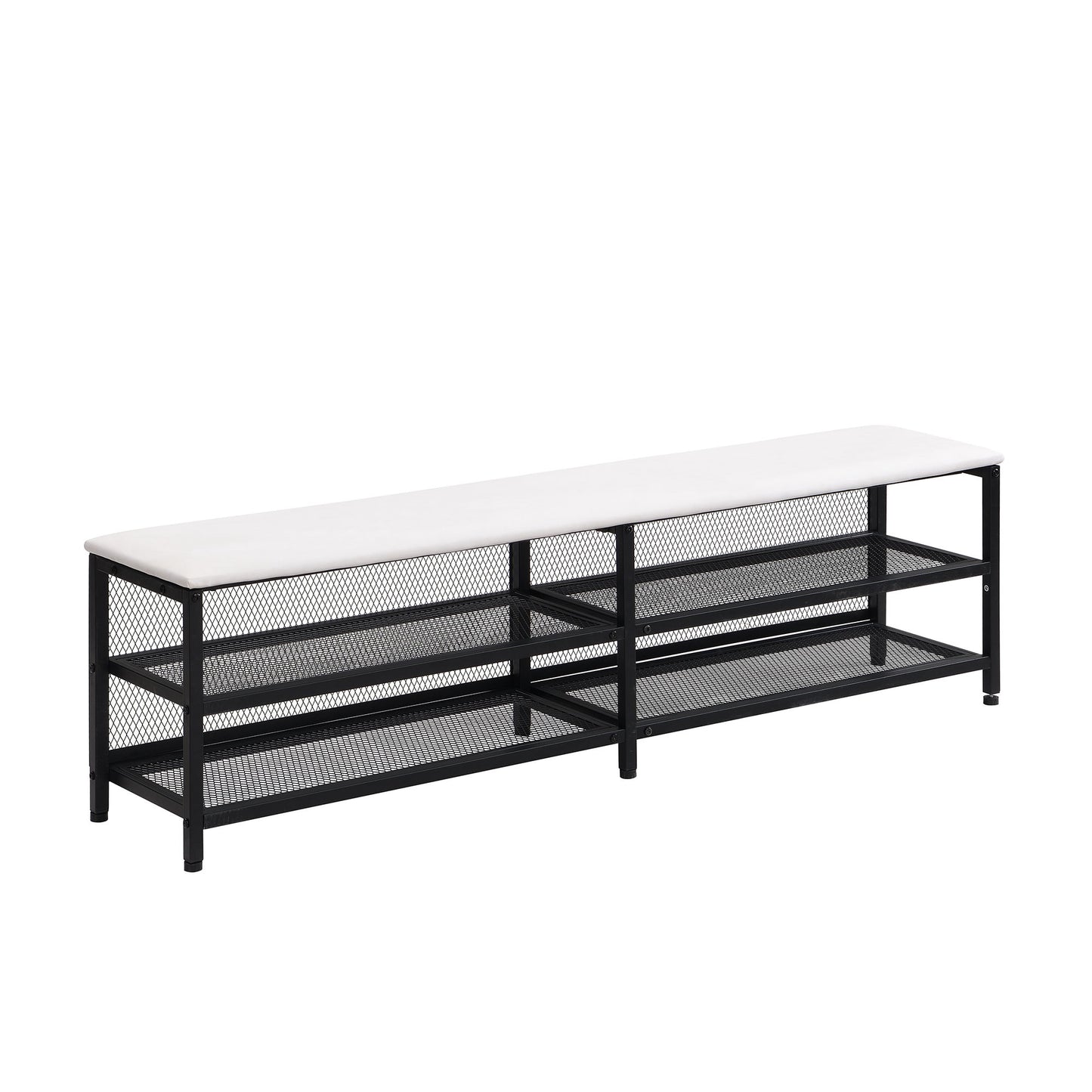 Full Size Platform Bed With 2 Tier Storage Shelves, Storage Cabinet - Black