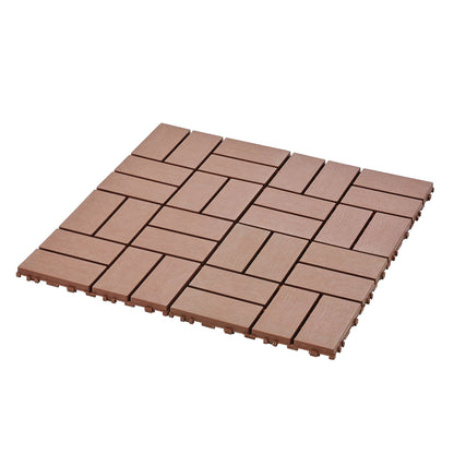 Plastic Interlocking Deck Tiles 44 Pack Patio Deck Tiles Waterproof Outdoor Use - Brown