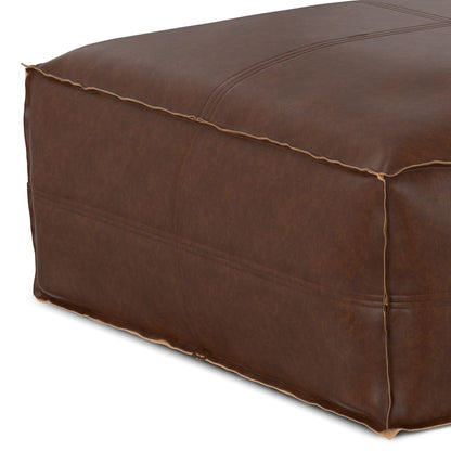 Brody - Large Square Coffee Table Pouf - Distressed Dark Brown