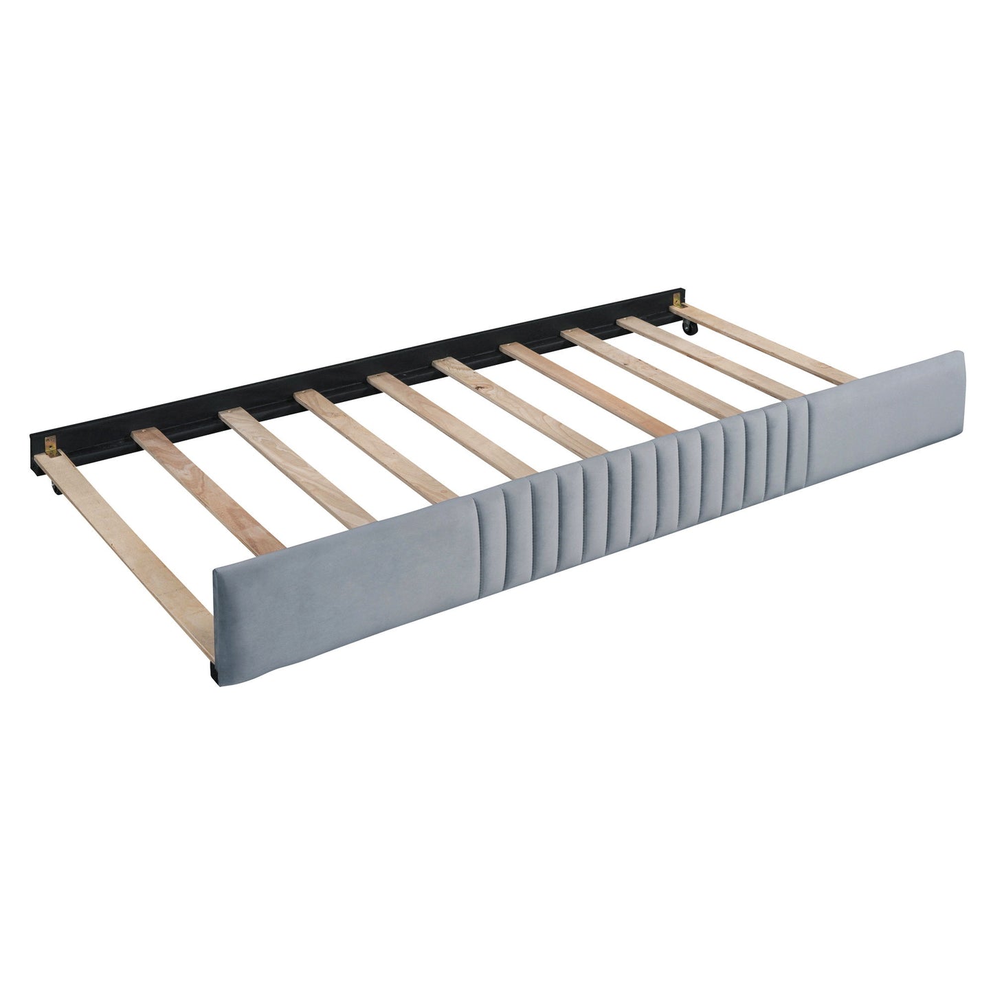 Upholstered Daybed Sofa Bed Twin Size With Trundle Bed And Slat - Gray