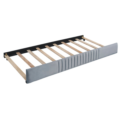Upholstered Daybed Sofa Bed Twin Size With Trundle Bed And Slat - Gray