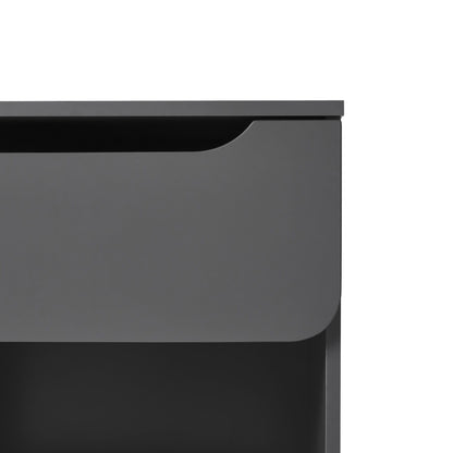 Modern Minimalist 1 Drawer Nightstand With Cubby - Dark Gray