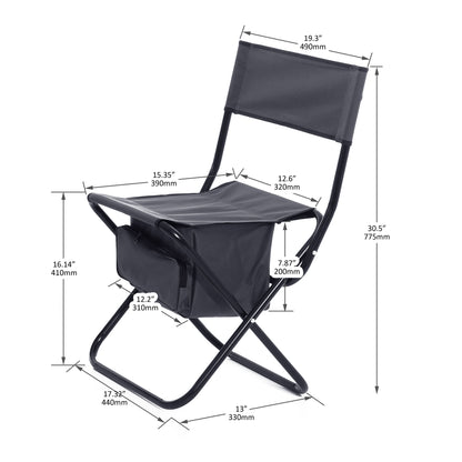 Folding Outdoor Chairs With Storage Bag, Portable Chair For Indoor, Outdoor Camping, Picnics And Fishing (Set of 2) - Gray