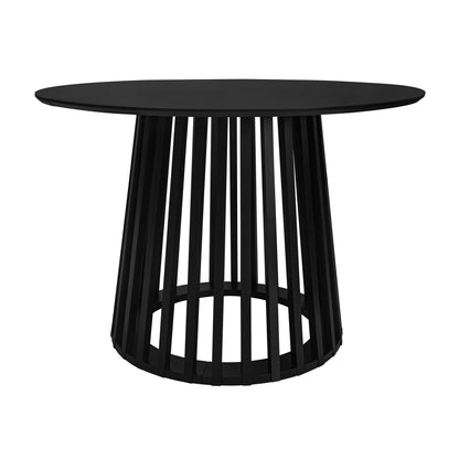 Modern Round Coffee Table With Grille Molding For Living Room, Bedroom, Or Balcony - Black
