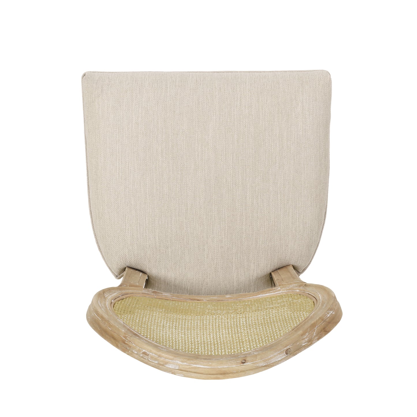 Country Chic Bar Stools (Set of 2) With Rattan Backrest And Upholstered Seat - Beige / Natural