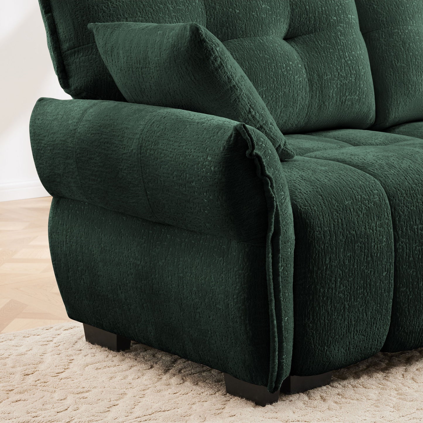 Modern Style 4 Seater Sofa Set With 2 Ottomans Frame - Premium Green
