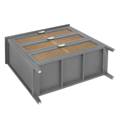 3 Drawer Cabinet Natural Rattan Suitable For Bedroom - Gray