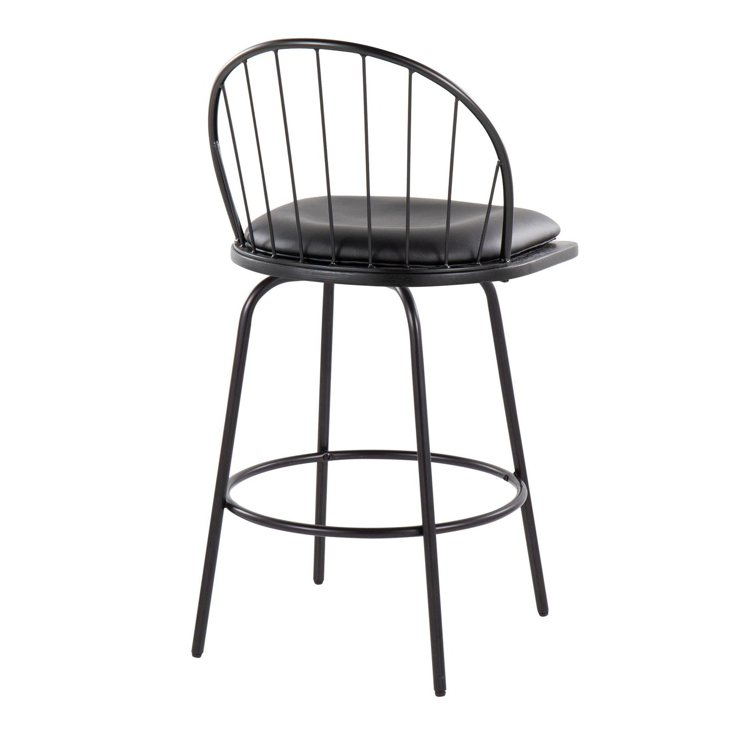 Riley - Claire Farmhouse Fixed Height Counter Stool With Swivel With Round Footrest (Set of 2) - Black