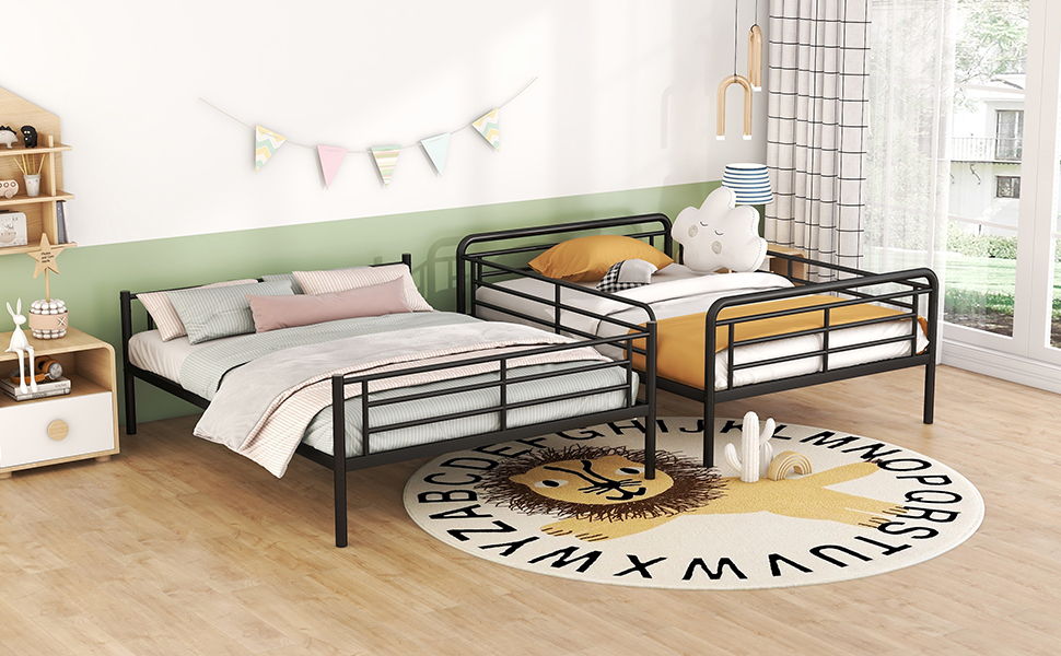 Full Long Over Queen Bunk Bed - Black