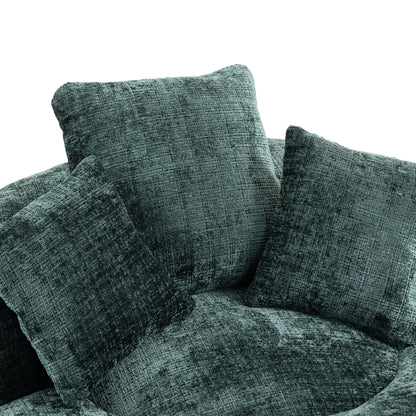 Chenille High Back Bean Bag Chair Couch With 3 Pillows, Indoor & Outdoor, Single Gaming Sofa For Bedroom - Emerald