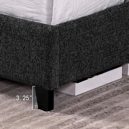 King Size Upholstered Platform Bed - Charcoal Gray
