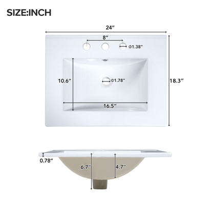 Bathroom Vanity Combo With Ceramic Sink, Luxurious Space-Saving Vanity, 2 Soft-Close Doors - Gold / White