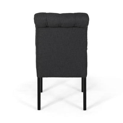 Broxton - Tuft Dining Rolltop Chairs With Button Tufted Backrest (Set of 2) - Dark Gray