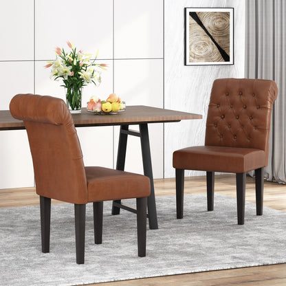 Broxton - Tuft Dining Rolltop Chair (Set of 2), Contemporary Design - Light Brown