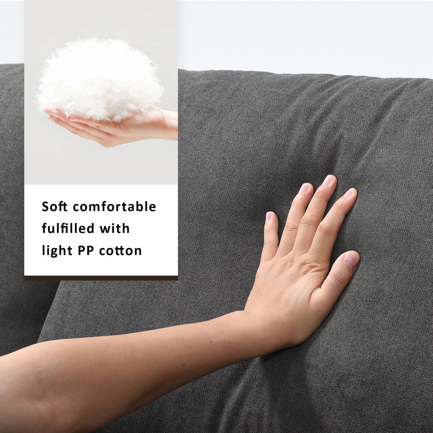 Modern Sectional Sofa, L-Shaped Couch Set With 2 Free Pillows, 4 Seat Polyester Fabric Couch Set With Convertible Ottoman - Dawn Gray
