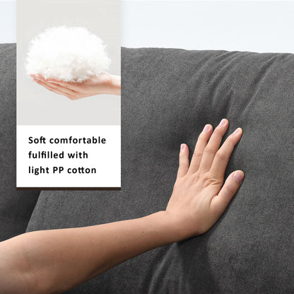 Modern Sectional Sofa, L-Shaped Couch Set With 2 Free Pillows, 4 Seat Polyester Fabric Couch Set With Convertible Ottoman - Dawn Gray