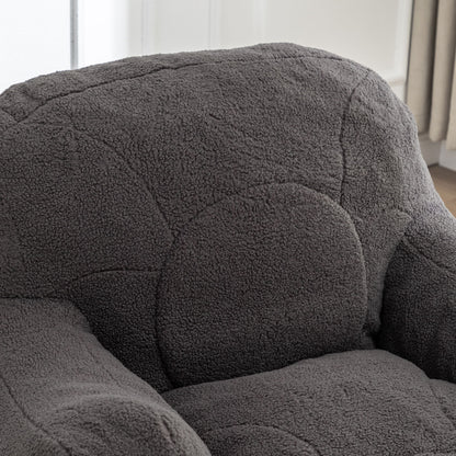 Comfy Bean Bag Chair With Filler, Tufted Memory Foam Sofa Teddy Fabric, Fluffy And Cozy Seating For Dorm, Apartment, Or Living Room - Dark Gray