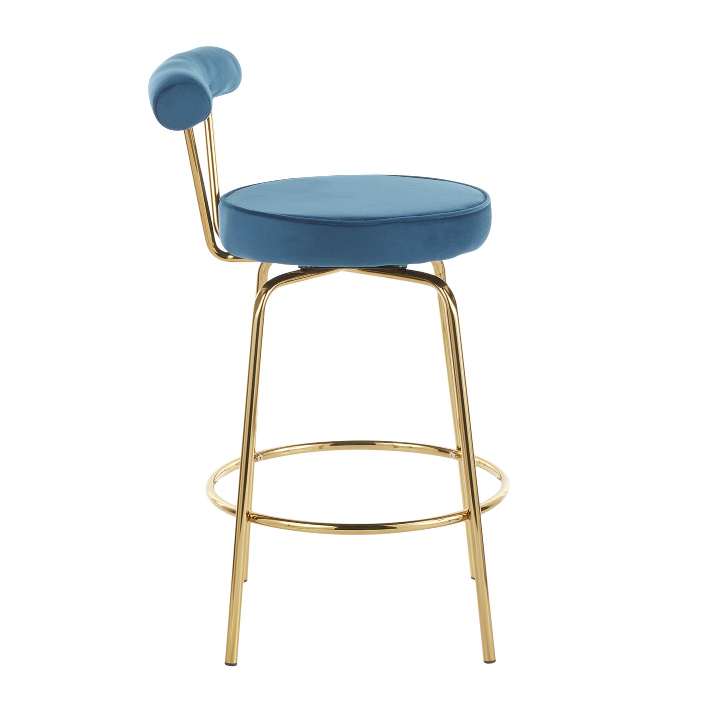 Rhonda - Glam Counter Stool (Set of 2) - Gold / Blue