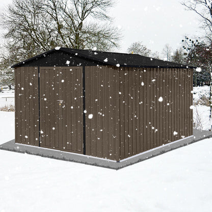 10'X8' Garden Sheds Outdoor Storage Sheds - Brown / Black