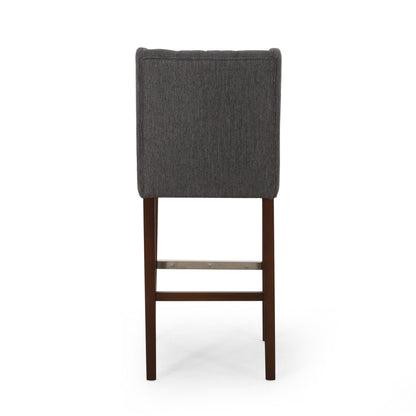 Solstara - Upholstered Fabric Dining Barstool With Button Tufted And Wing Back - Charcoal