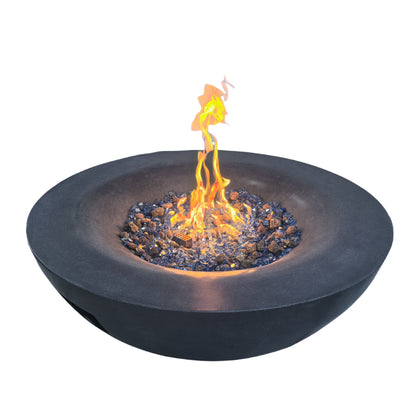 42 " Outdoor Concrete Propane Gas Fire Pit Bowl - Dark Gray